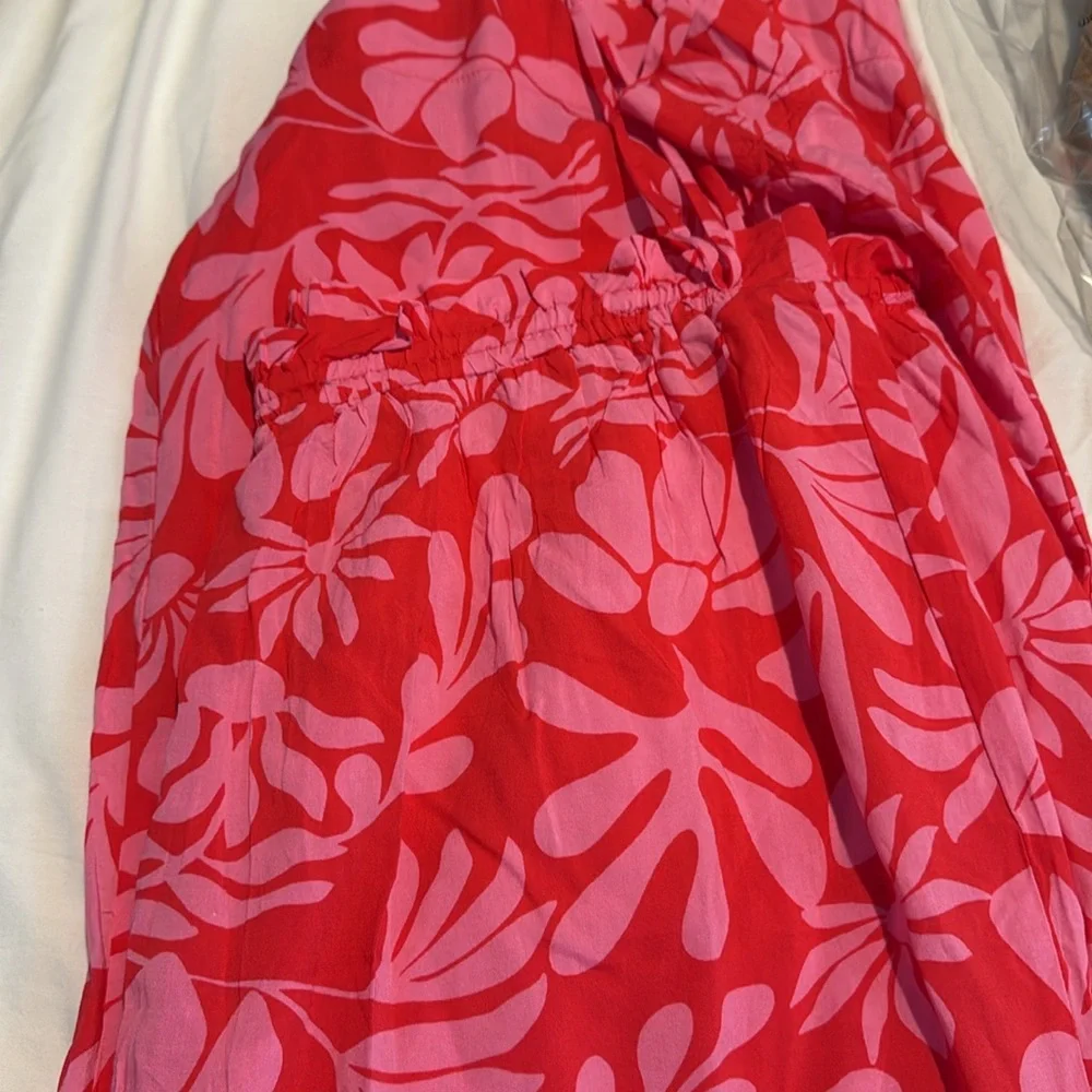Shade and Shore Tropical Print Ruffle Waist‎ Cover up Pants XL